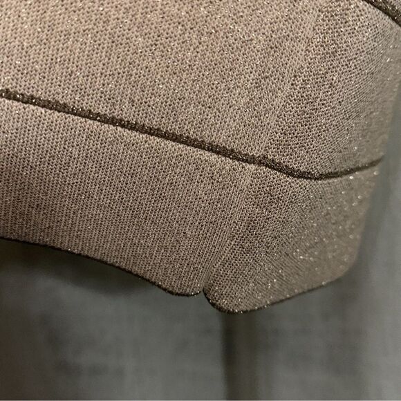 BCBG XS Cream Metallic Gold Bandage Bodycon High Waist Pull On Pencil Skirt - Picture 7 of 10